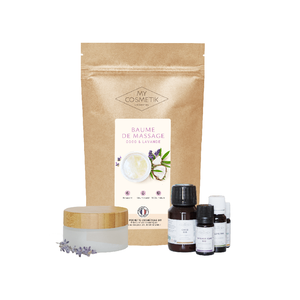 DIY-Kosmetikbeutel – Rezept für entspannenden Lavendel- und Kokosöl-Massagebalsam